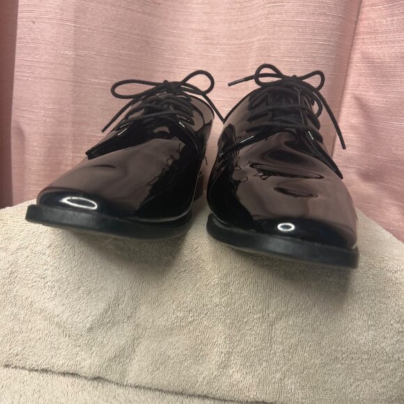 Mens Black Patent Leather Oxford Tuxedo Dress Shoes By Joseph Abboud 12W Wedding - Picture 3 of 16